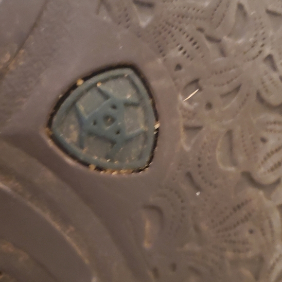 ARIAT ROUNDUP LEATHER WOMEN PULL ON COWBOY BOOT WIDE CALF. brown Gold Turquise. - Picture 11 of 16